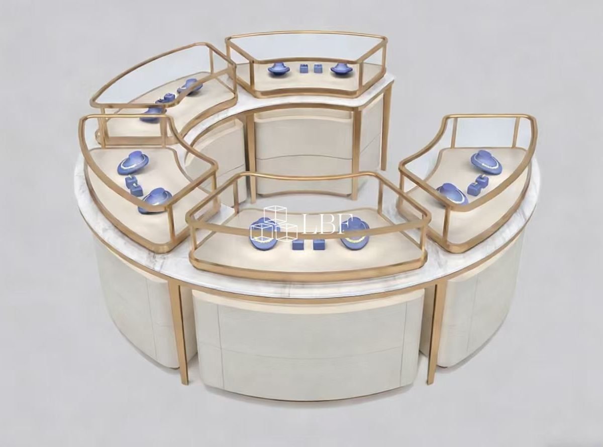 Hochwertiger Schmuck-Display-Schrank, bogenförmiger Display-Schrank