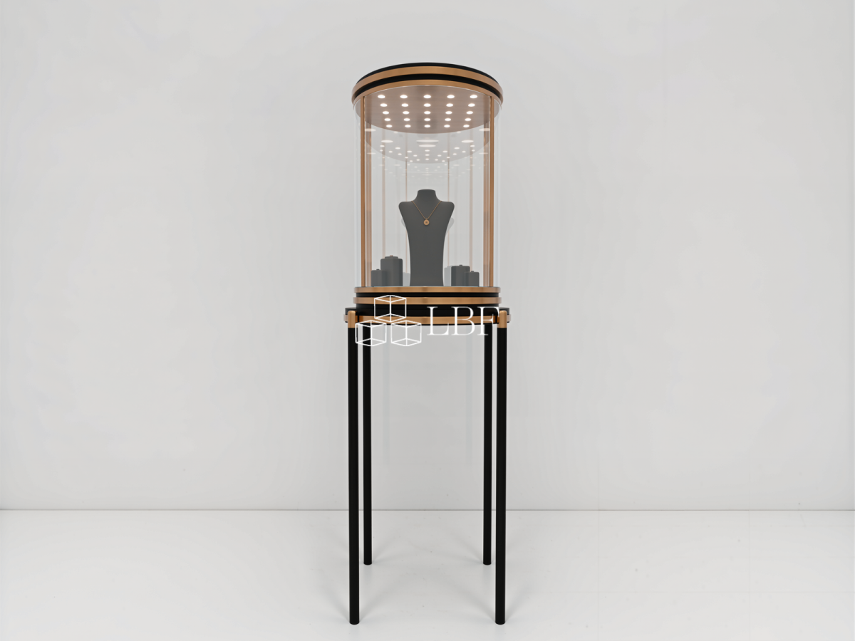 Zylindrischer Schmuck-Schaufenster-Showcase